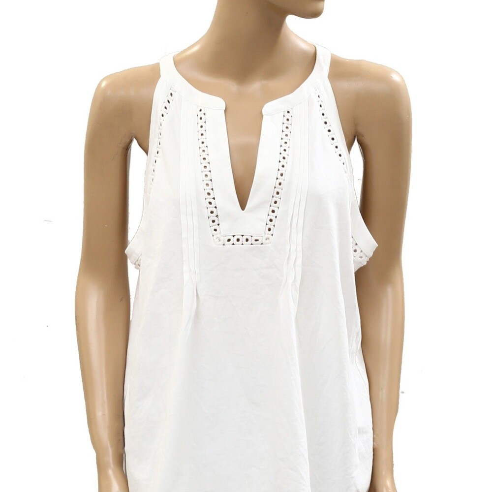Lilly Pulitzer Women's Isaac Knit Top Tank Pintuck Resort Cotton White S 287947 - Picture 7 of 10